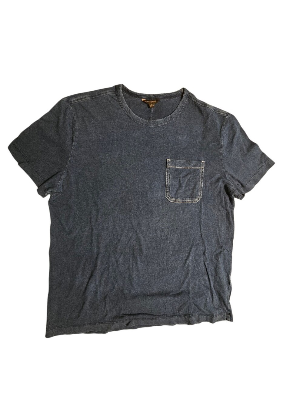 Banana Republic Men’s Blue Solid Crew Neck Pocket Cotton Knit T-Shirt L